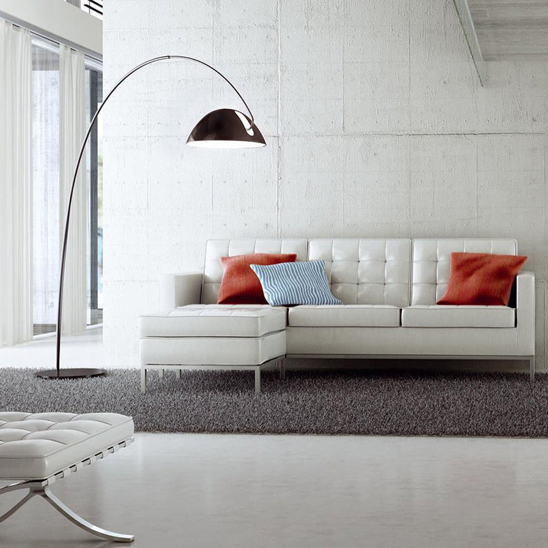 Black Metal Arc Floor Lamp with Round Base