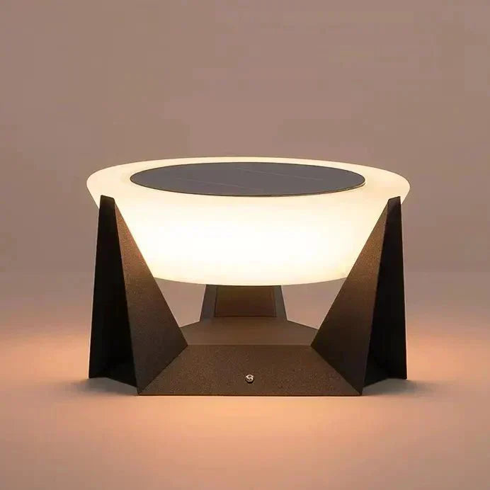 Black Solar Garden Lamp with Square Housing and White Top