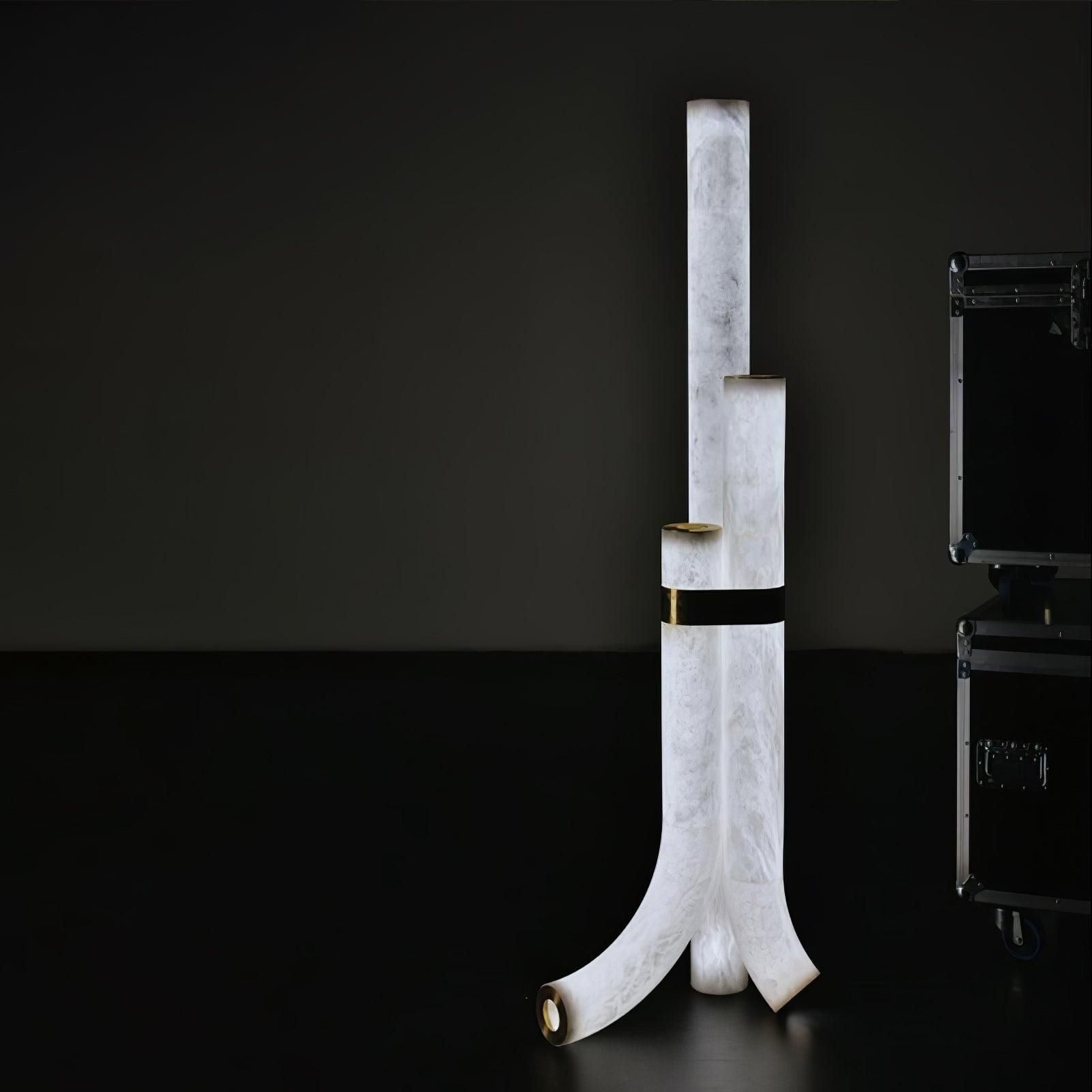 Stone Floor Lamp with Tall Alabaster Light Panels
