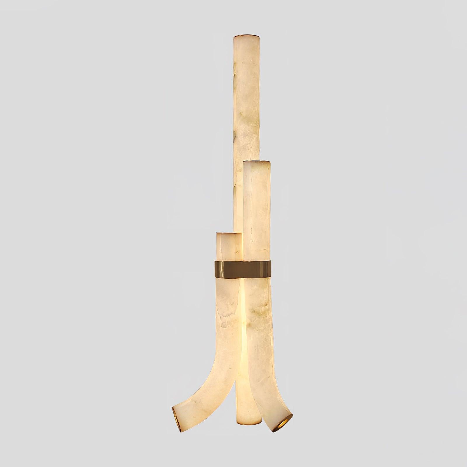 Stone Floor Lamp with Tall Alabaster Light Panels