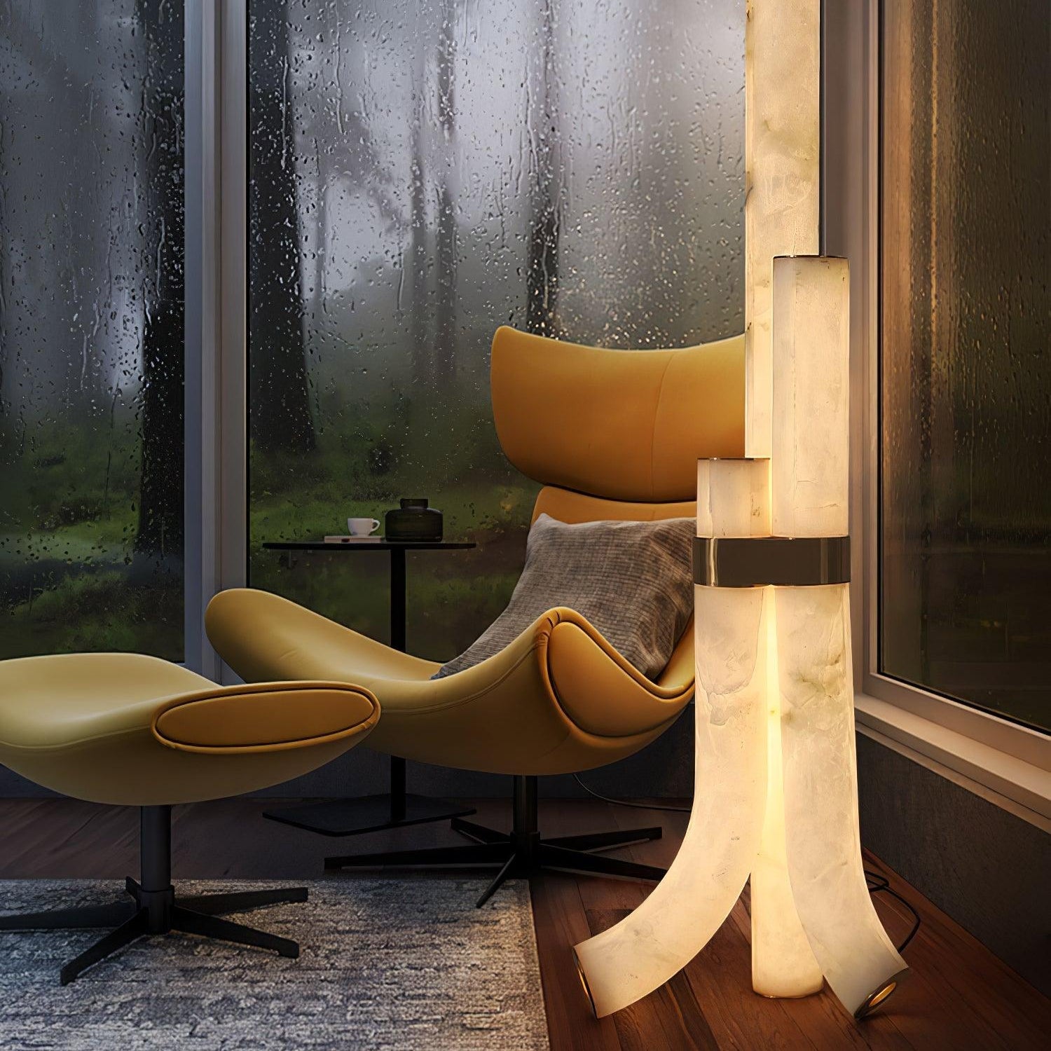 Stone Floor Lamp with Tall Alabaster Light Panels