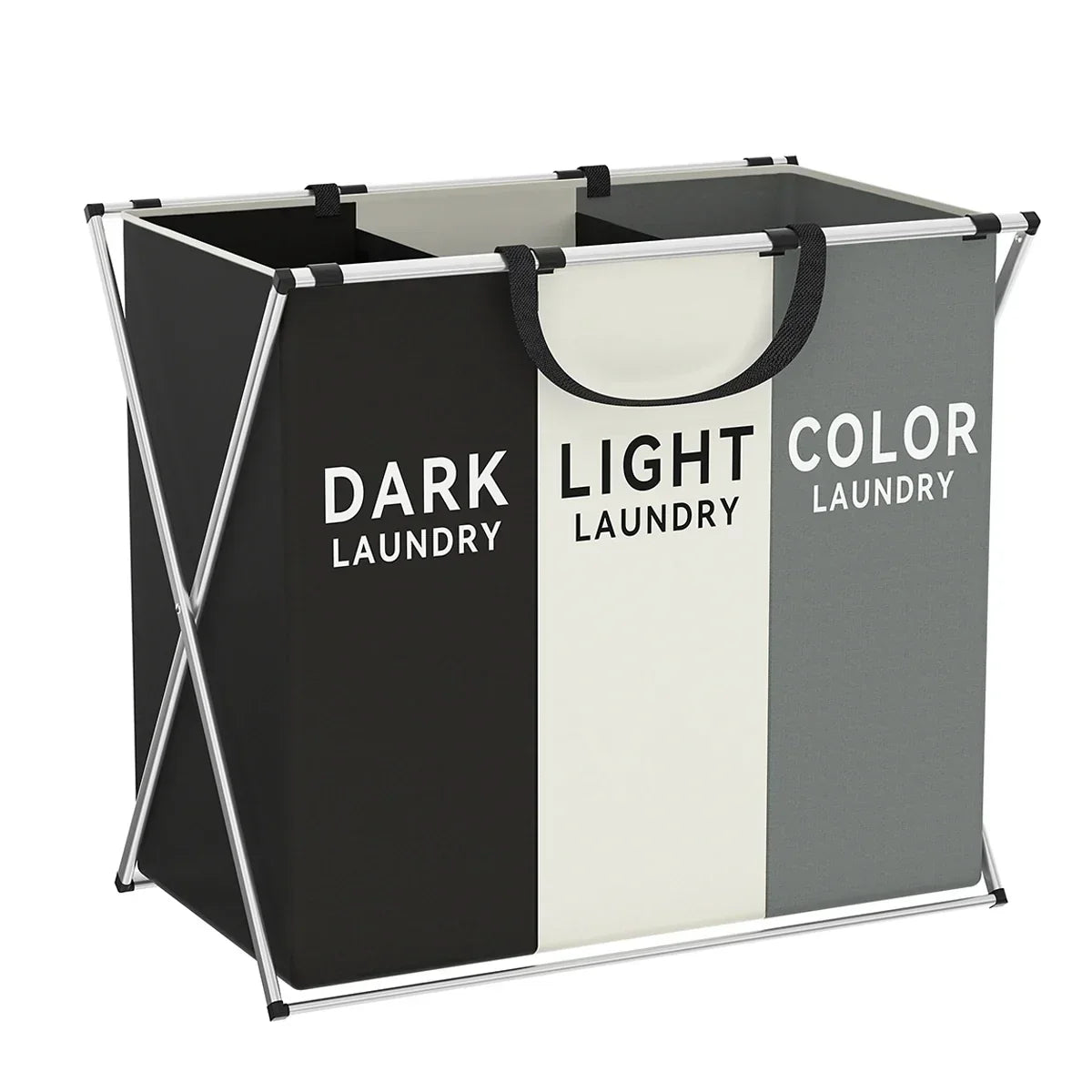 TriSort | Multi-Section Laundry Hamper | Foldable Clothes Basket with Compartments