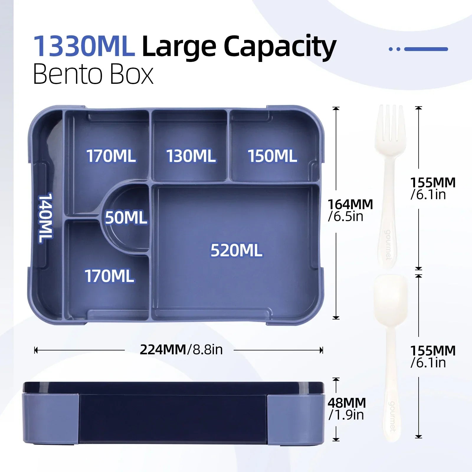 BentoMax | 1330ml Large Capacity Leak-Proof Bento Lunch Box – Microwave & Portable Food Container
