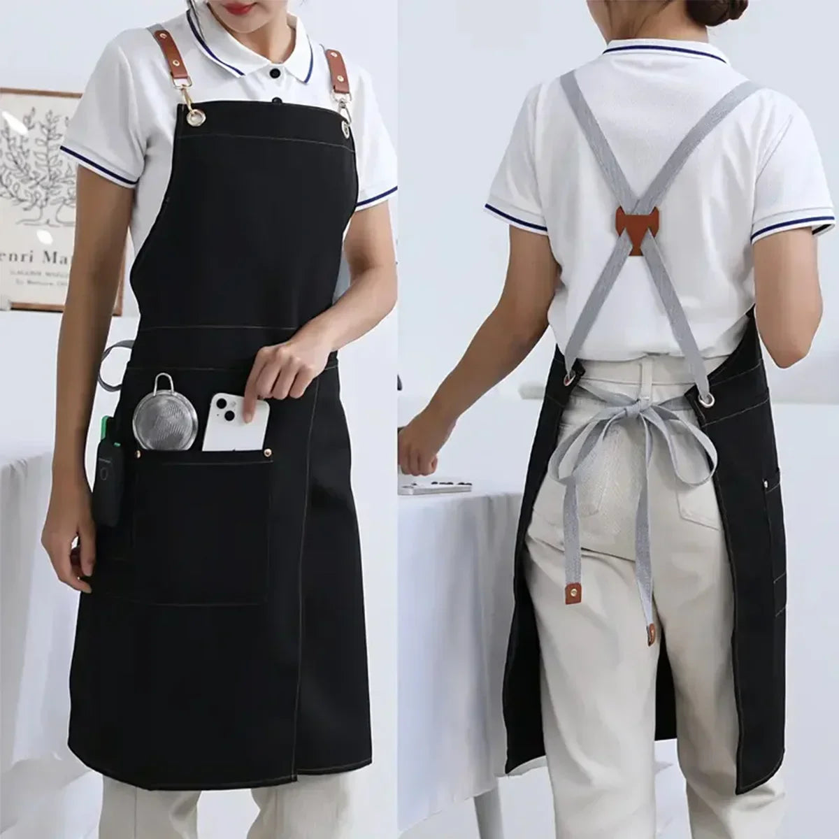 WorkEase | Waterproof Canvas Apron | Split Skirt Design with Pockets