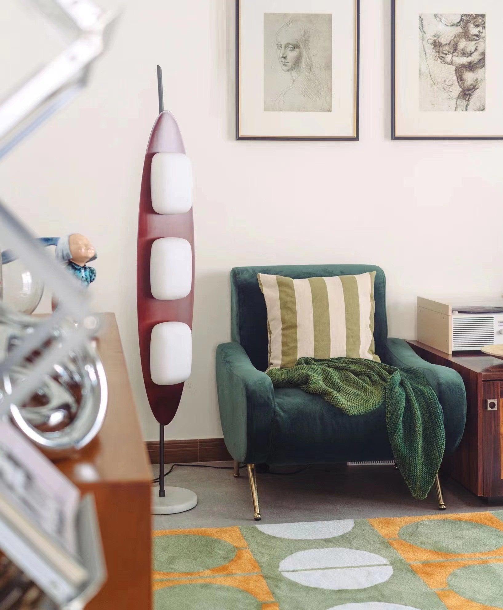 Floor Lamp with Wooden Body and Integrated Light Panels