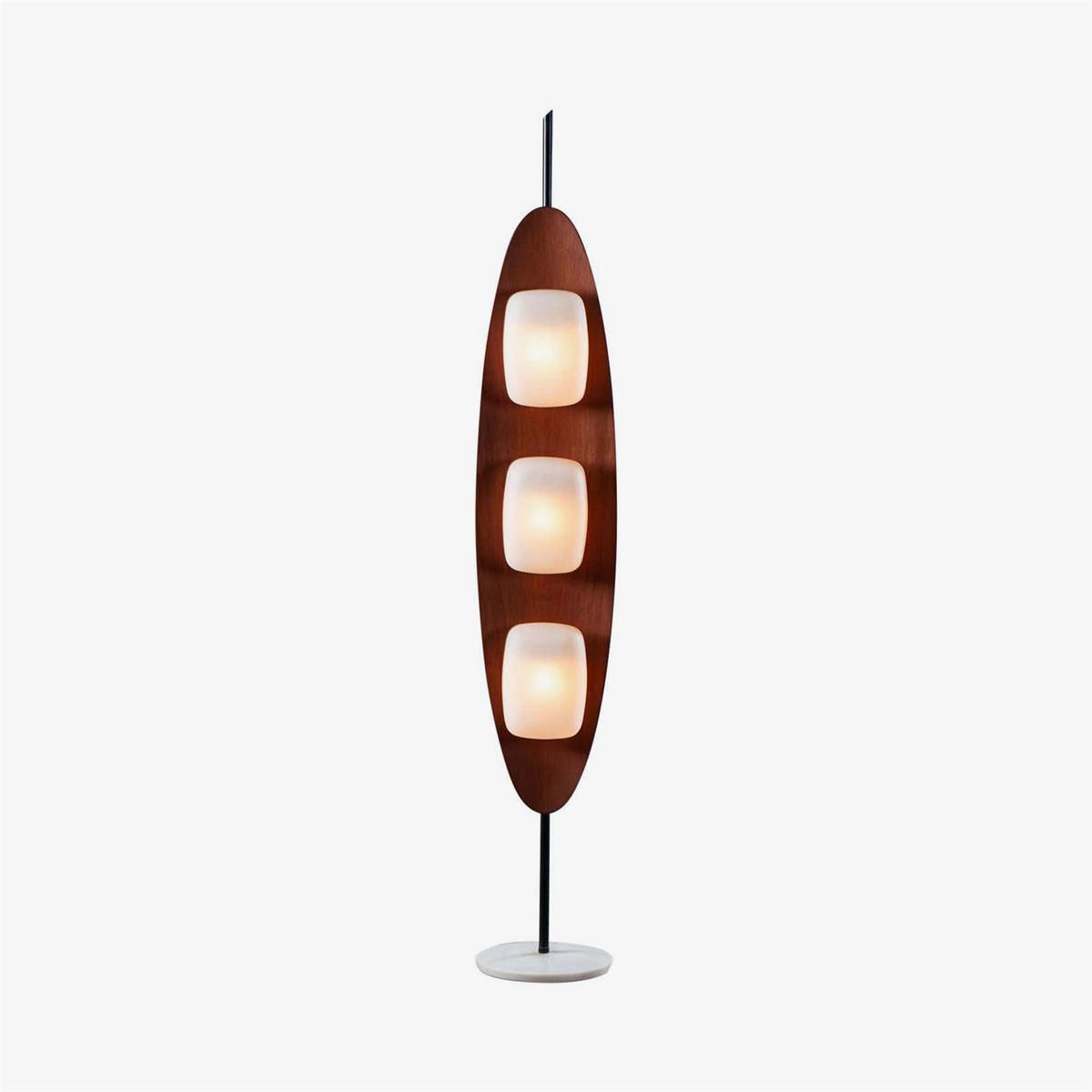 Floor Lamp with Wooden Body and Integrated Light Panels