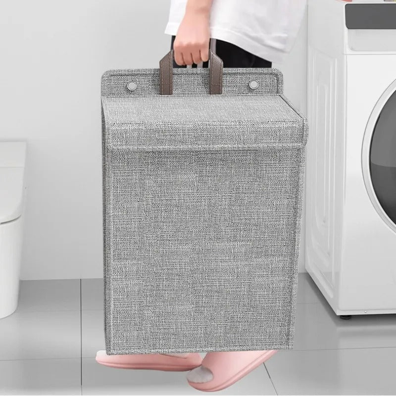 Wallora | Foldable Adhesive Laundry Basket | Wall-Mounted Clothes Hamper & Organiser